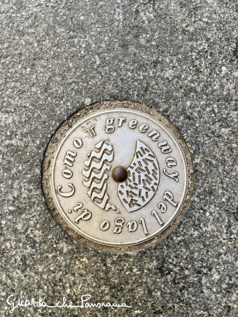 Placca di metallo nell'asfalto